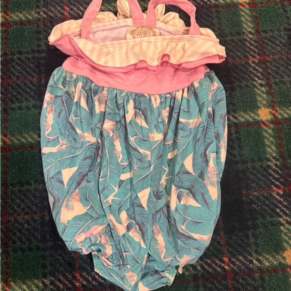 The Beaufort Bonnet Company Pink and Green Kids Swim One Piece